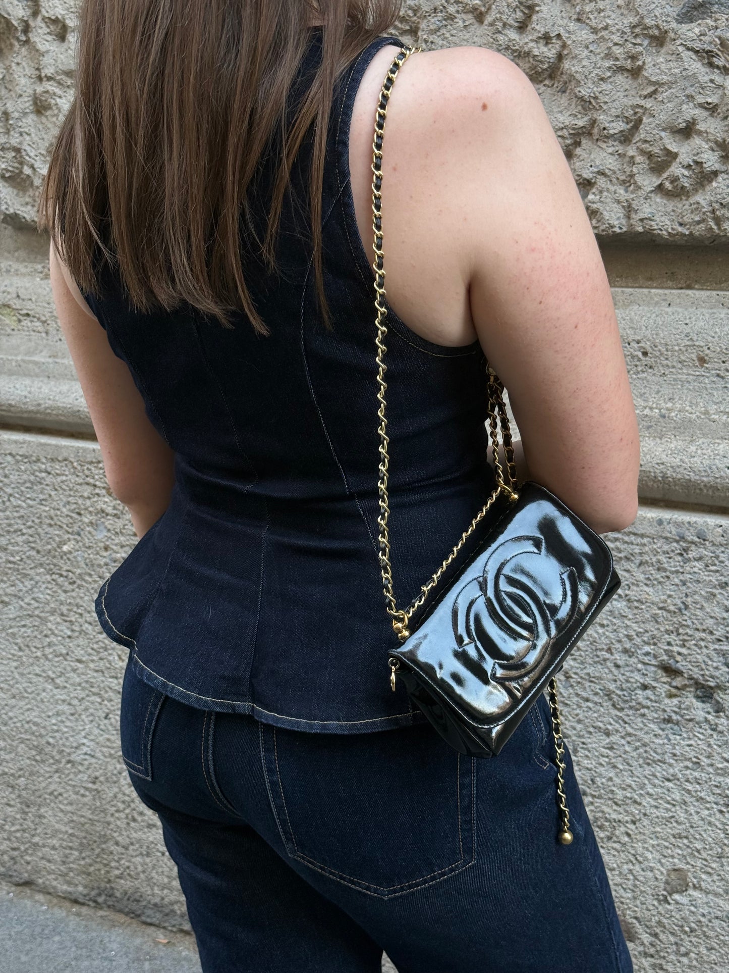 Chanel Black Wallet w/ Chain