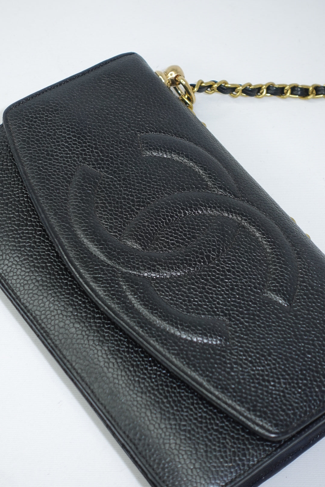 Chanel Re-Worked Vintage Flap W.O.C. Black Caviar CC logo