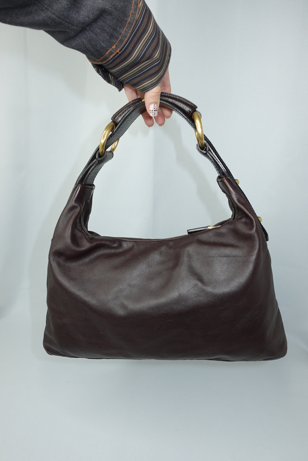 gucci horsebit vintage hobo bag chocolate leather