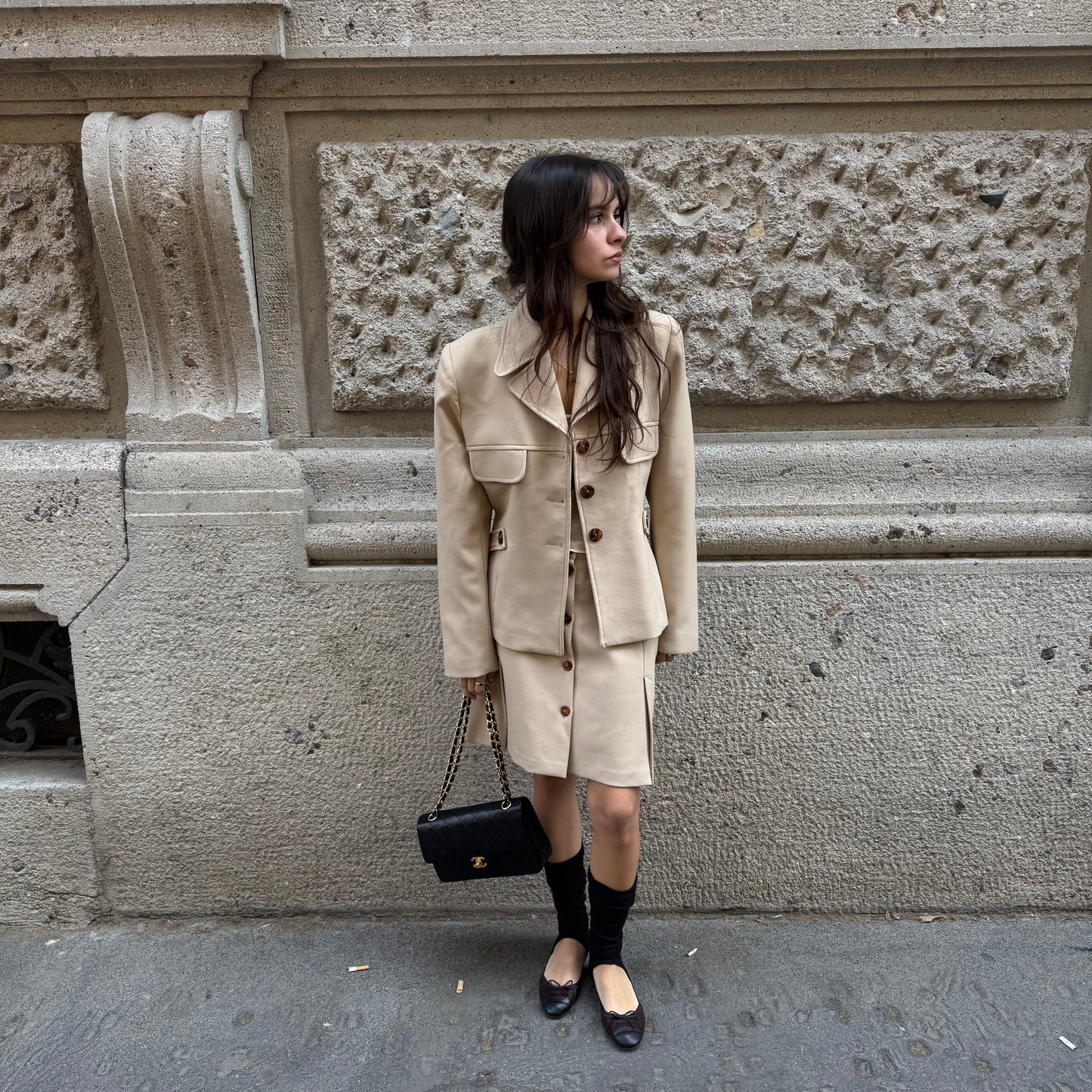 Beige Tailored Set (skirt + blazer)