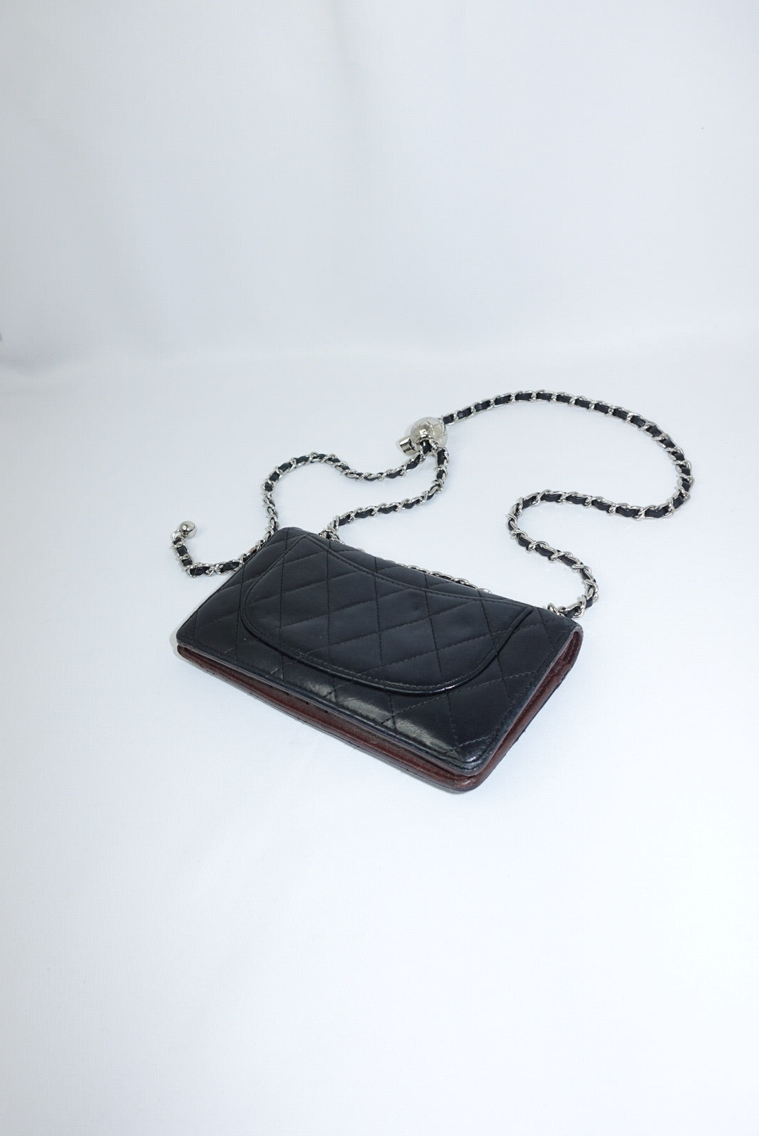 Chanel Re-Worked Black Timeless Bifold Vintage Wallet with Chain