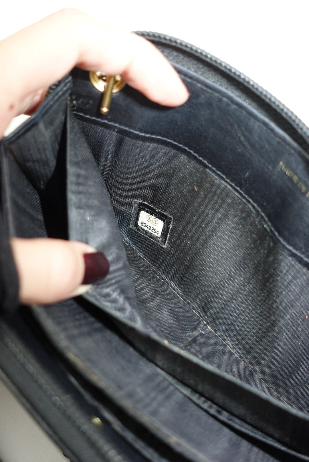 Chanel Re-Worked Zip Vintage Black Interlocking CC Logo Caviar Wallet with Chain