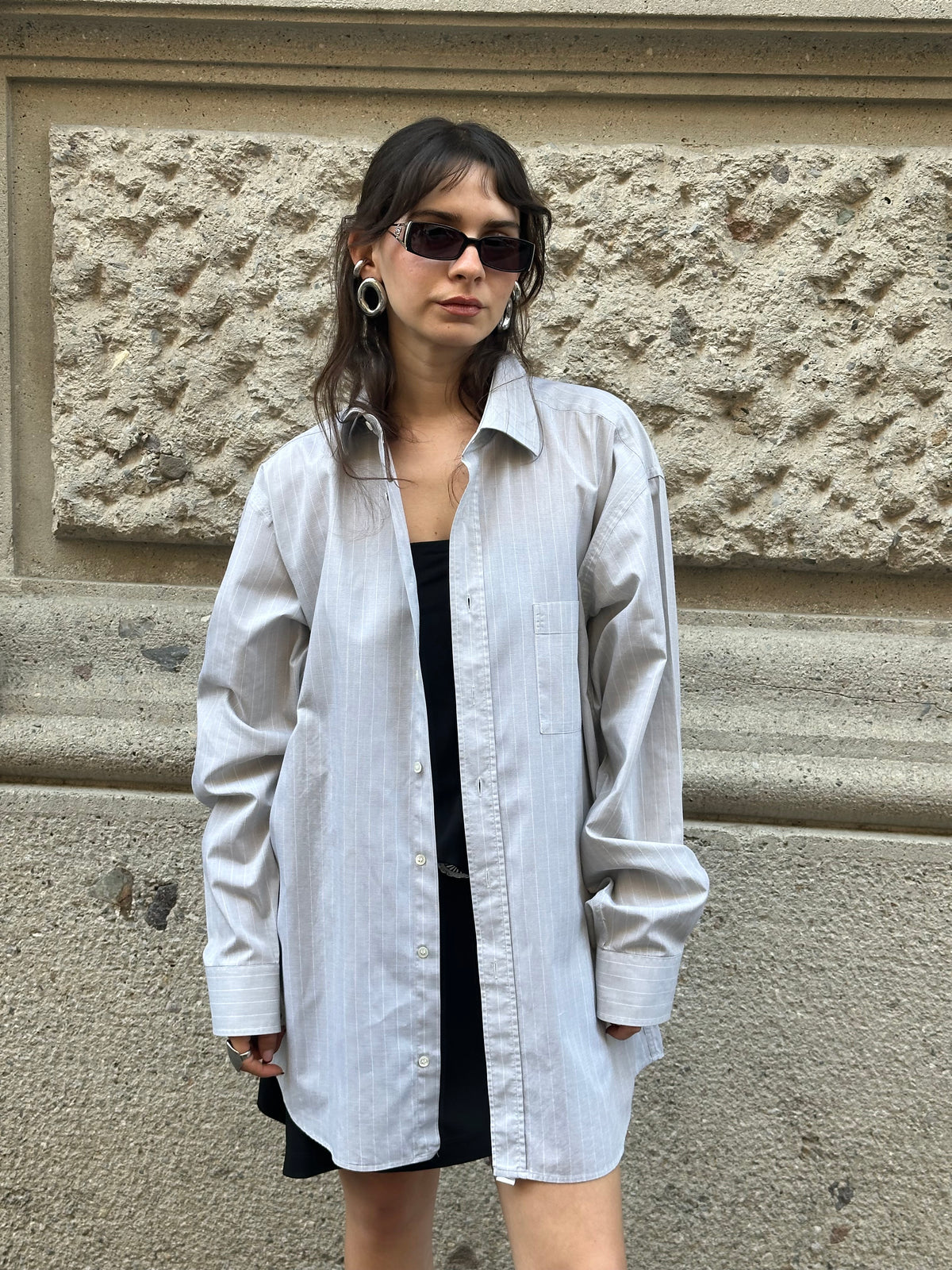 Christian Dior Light Grey Striped Vintage Shirt