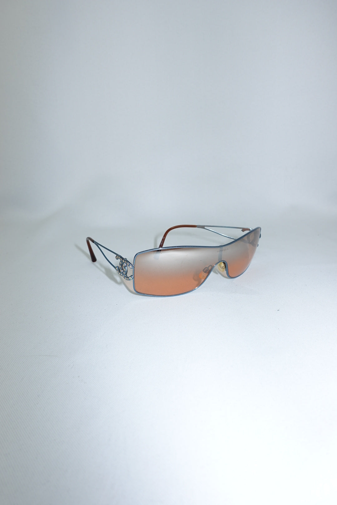 Chanel Y2K Vintage Sunglasses CC Crystal blue frame