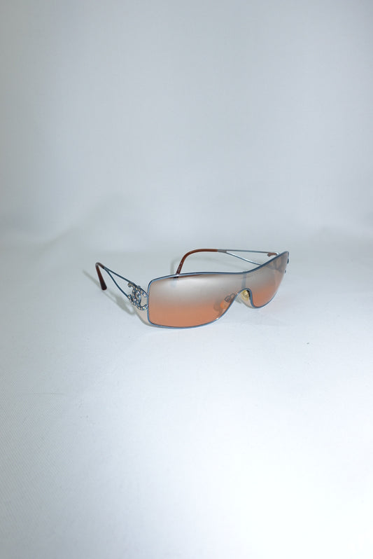 Chanel Y2K Vintage Sunglasses CC Crystal blue frame