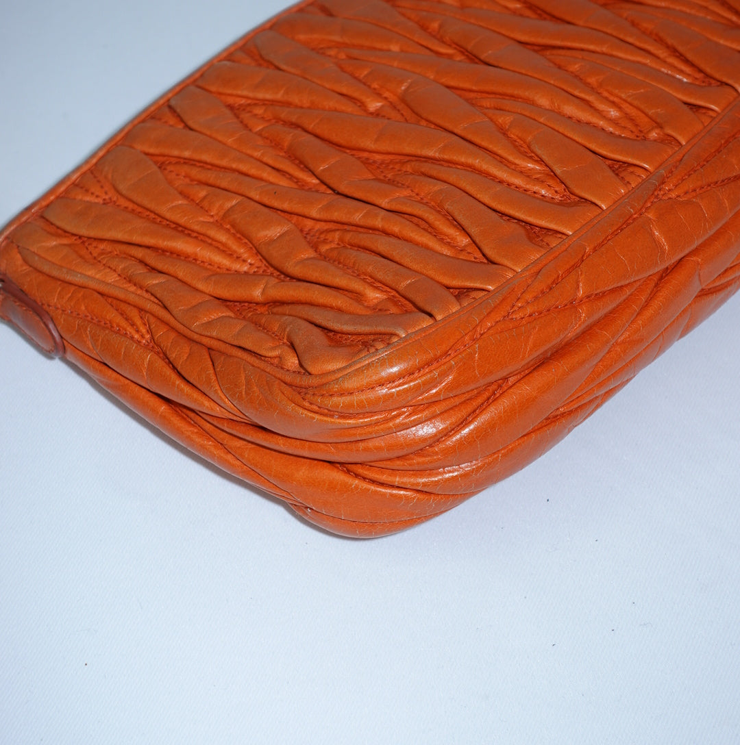 Miu Miu Orange Matelasse Shoulder Bag
