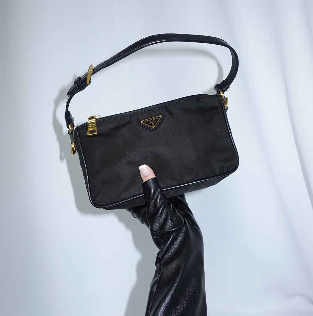 Prada Black Nylon Mini Shoulder Bag
