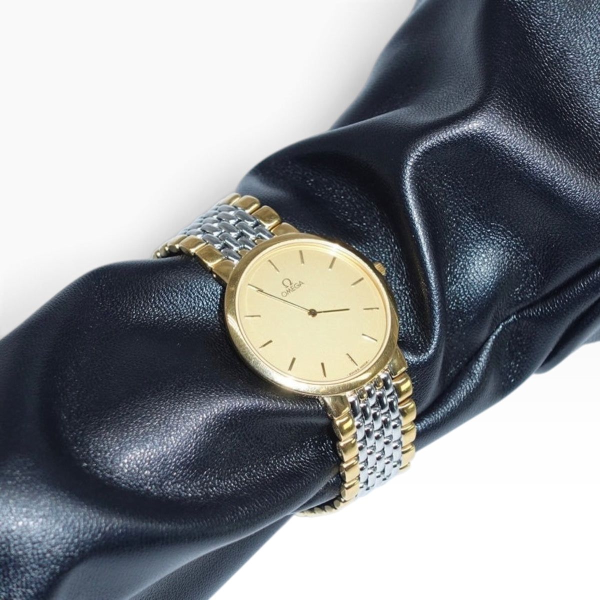 Omega De Ville Gold Round Big Dial Two Toned Watch