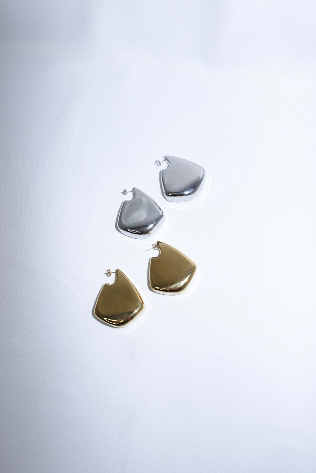 Stainless Steel Inflated Geometric Earrings Large