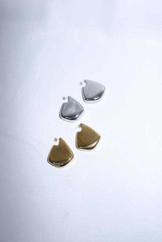 Stainless Steel Inflated Geometric Earrings Large