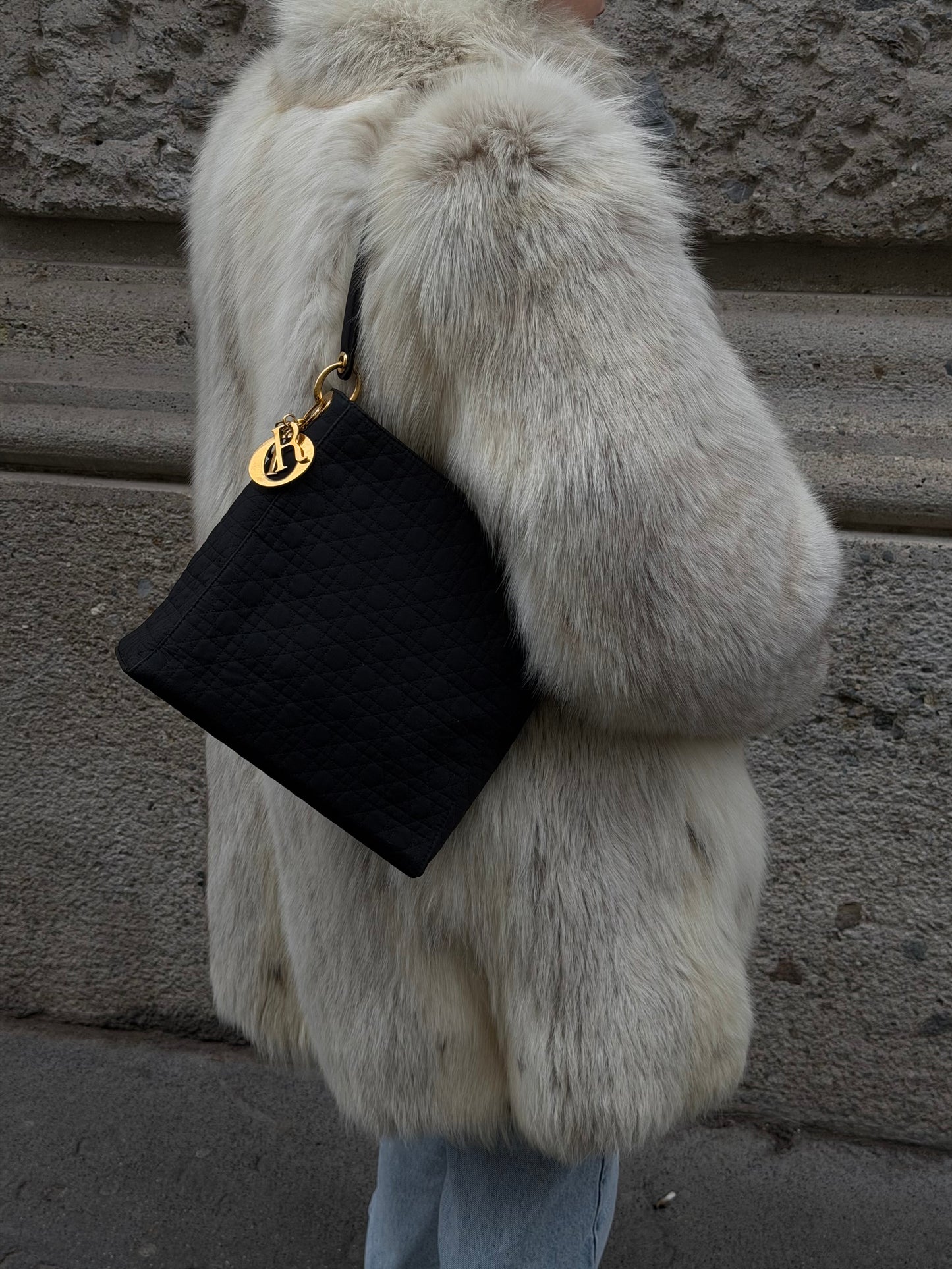 Christian Dior Canage Black Shoulder Bag