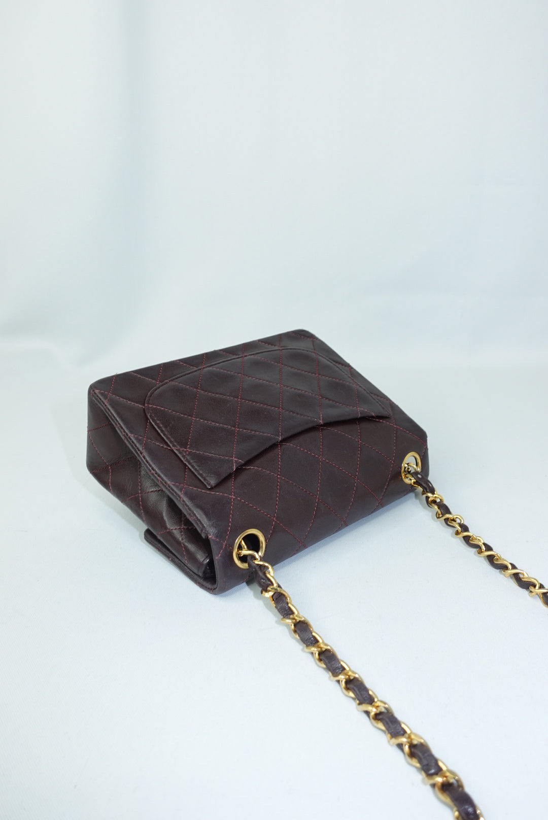 Chanel Vintage Mini Square Quilted Lambskin Bag in Burgundy