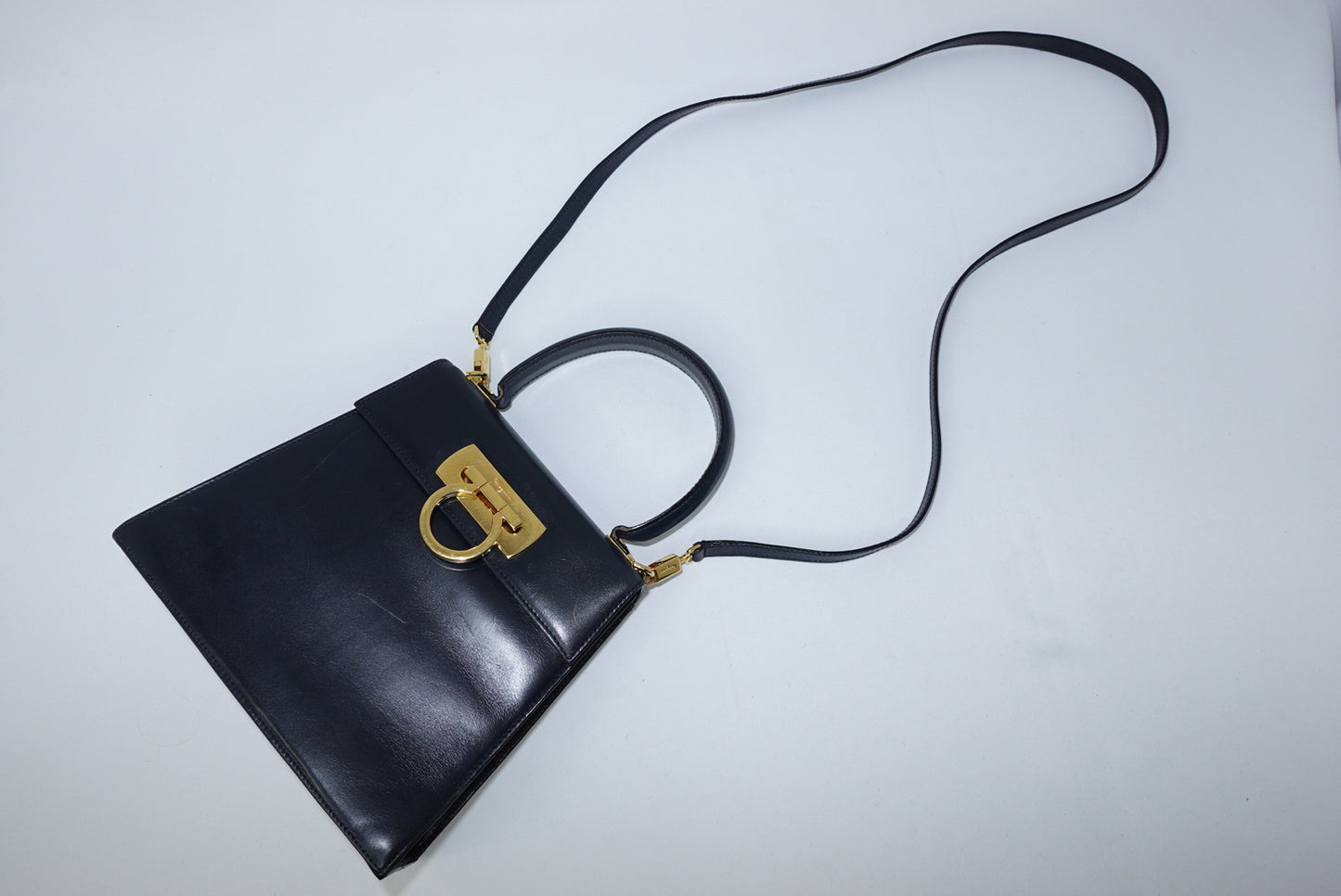 Ferragamo Vintage Navy Iconic Top Handle Bag