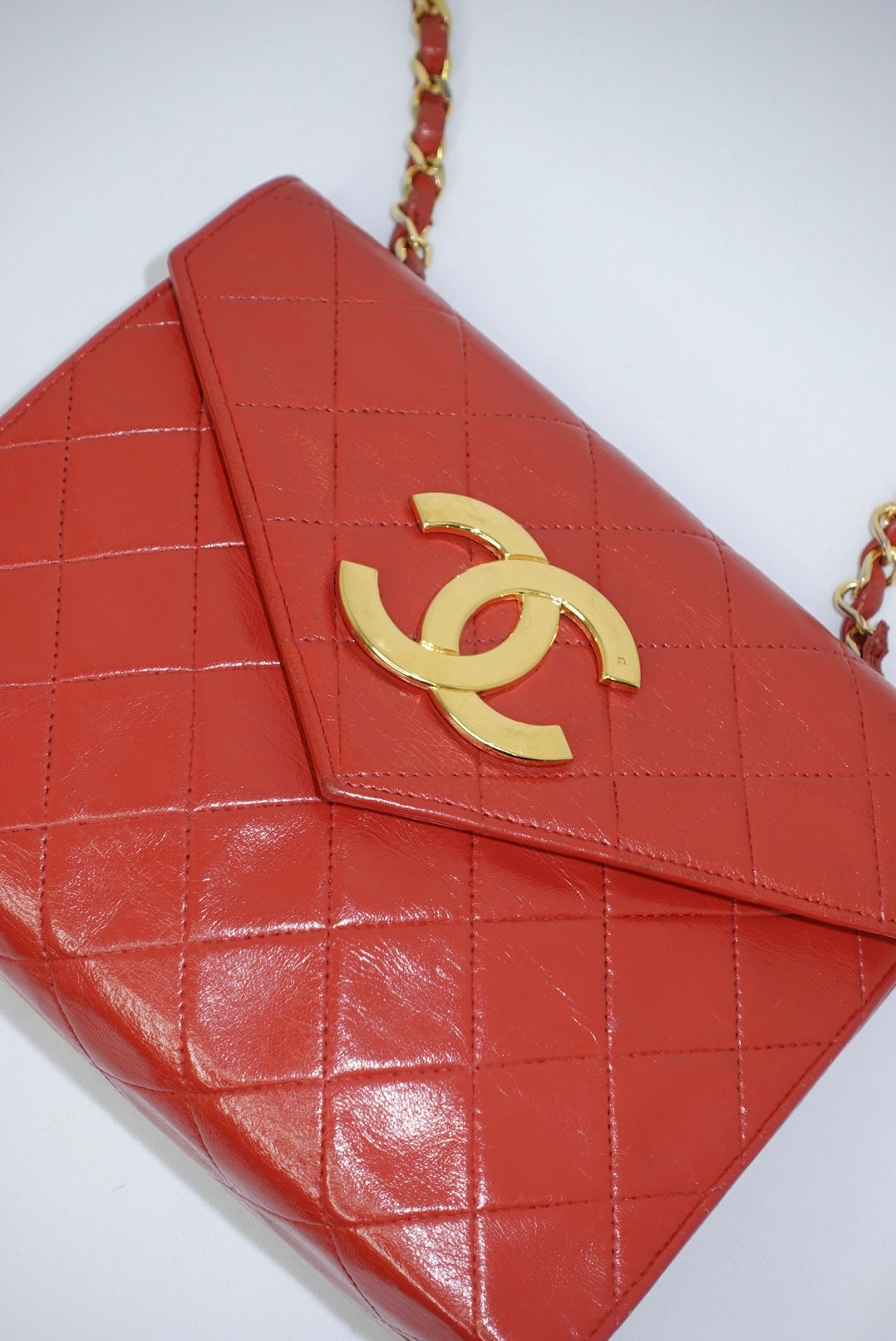 Chanel Vintage Camera Bag CC Logo Red Lambskin