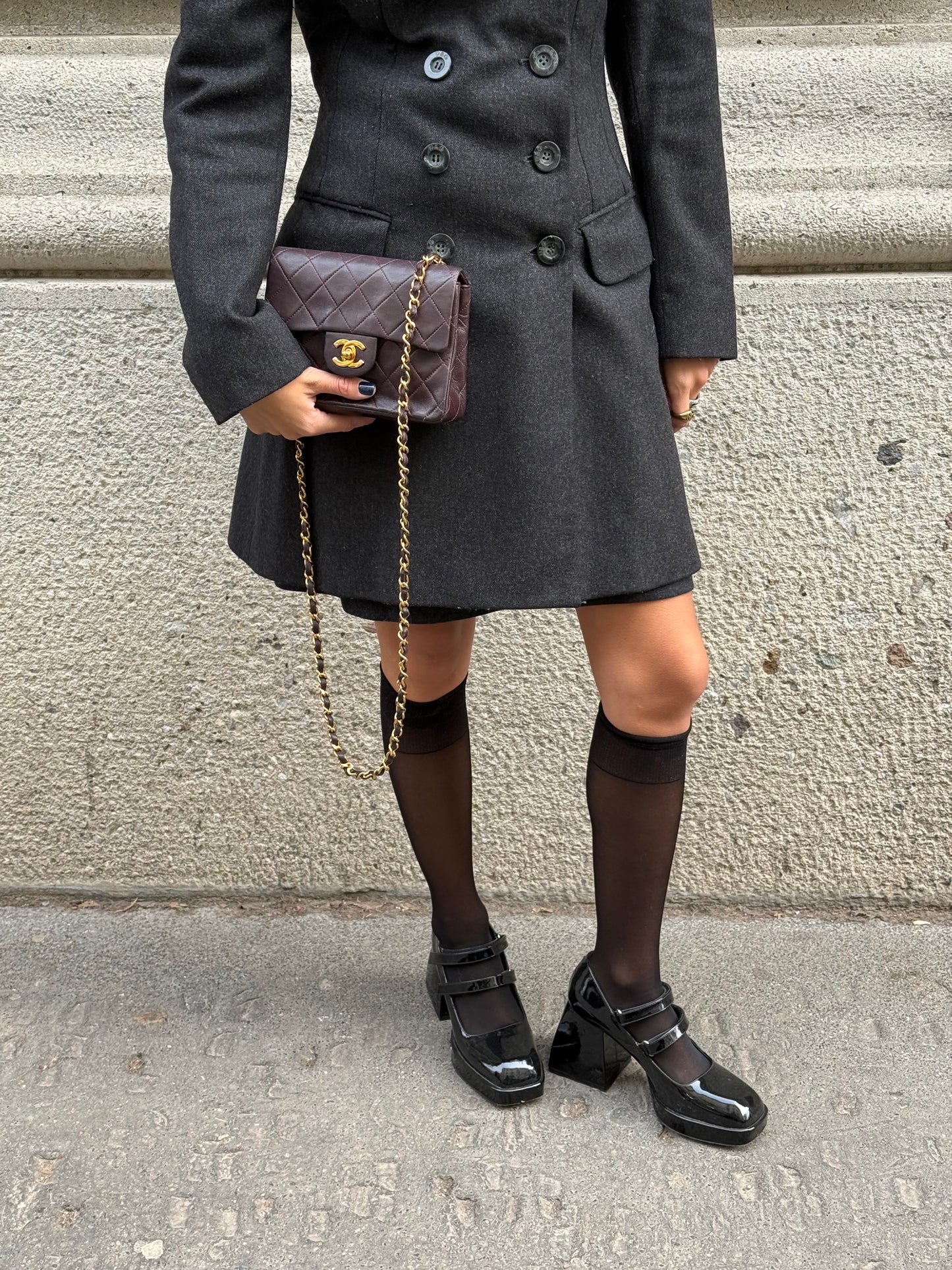 Chanel Vintage Mini Square Quilted Lambskin Bag in Burgundy