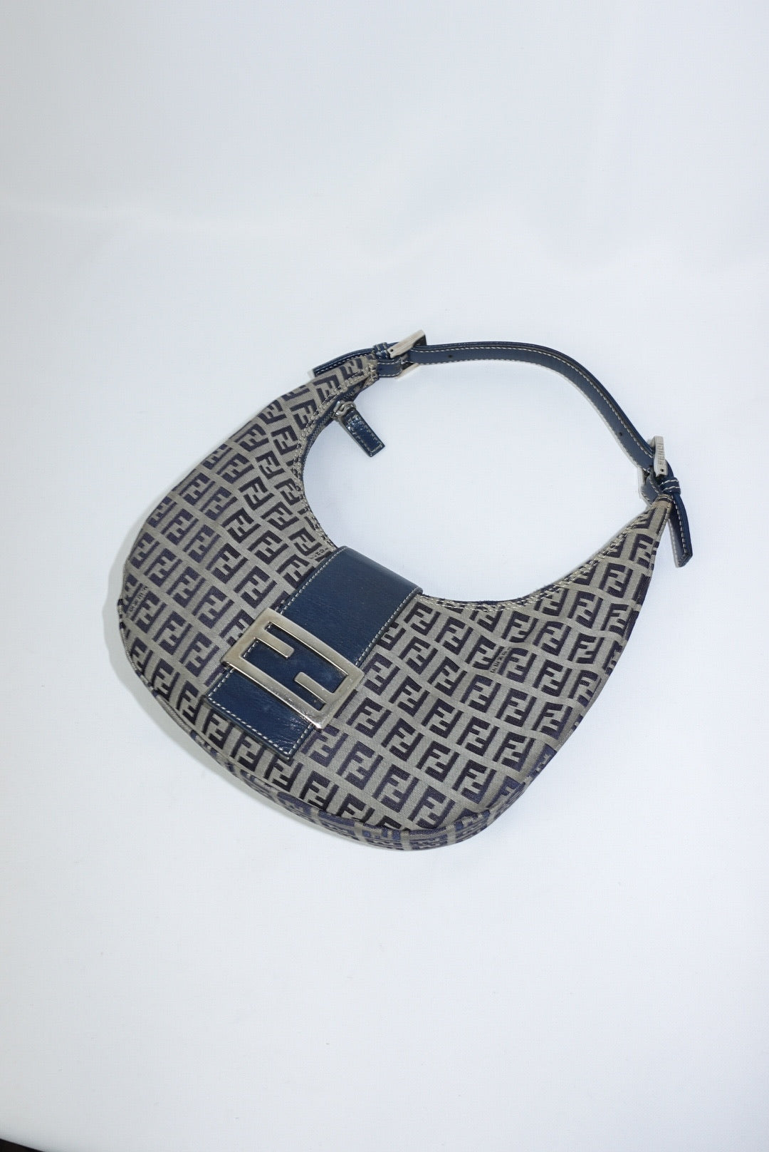 Fendi FF Zucchini Vintage Brown Canvas Vintage Croissant Bag