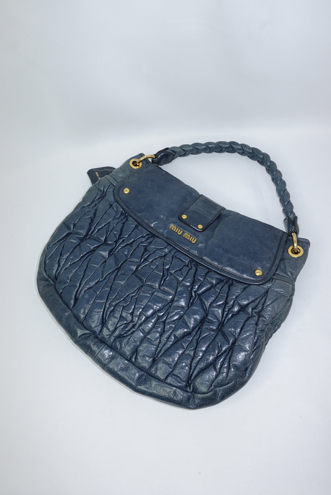 Miu Miu Steel Blue Coffer Shoulder Bag