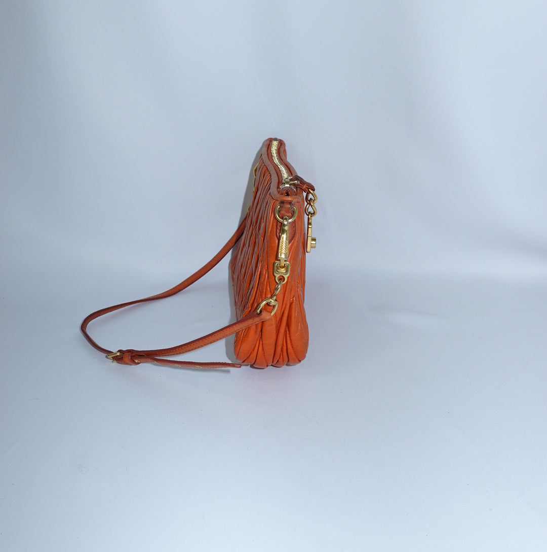 Miu Miu Orange Matelasse Shoulder Bag