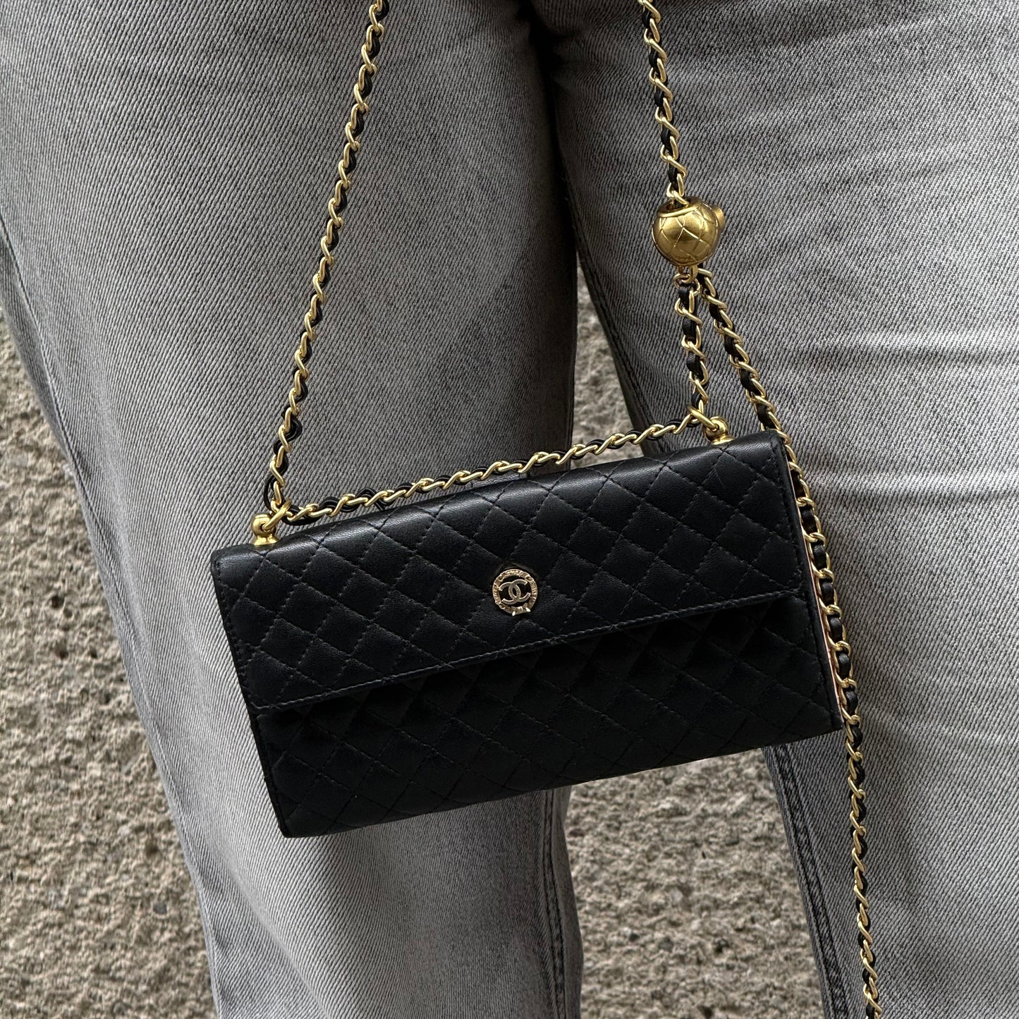 Chanel Black Wallet w/Chain