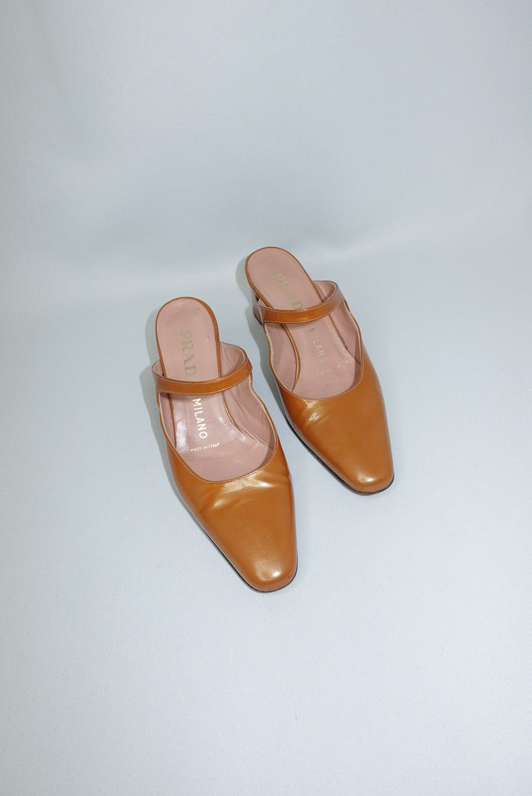 Prada Goldish Caramel Vintage Mary Jane Mules