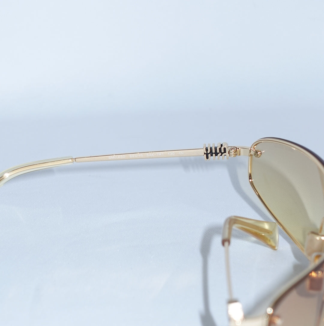 Miu Miu MU Gold Metal Frame Sunglasses