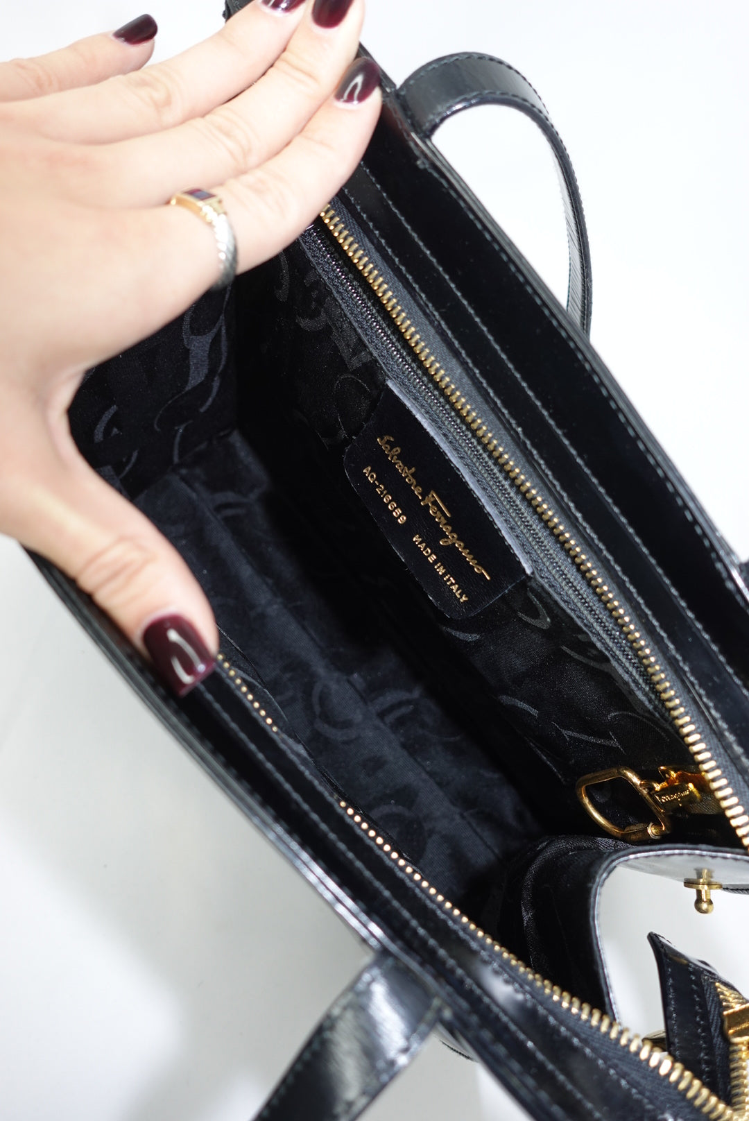 Salvatore Ferragamo Vintage Black Shoulder Gancini Bag
