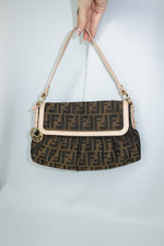 Vintage Fendi Mini Chef bag in brown Zucca FF canvas with cream leather trim