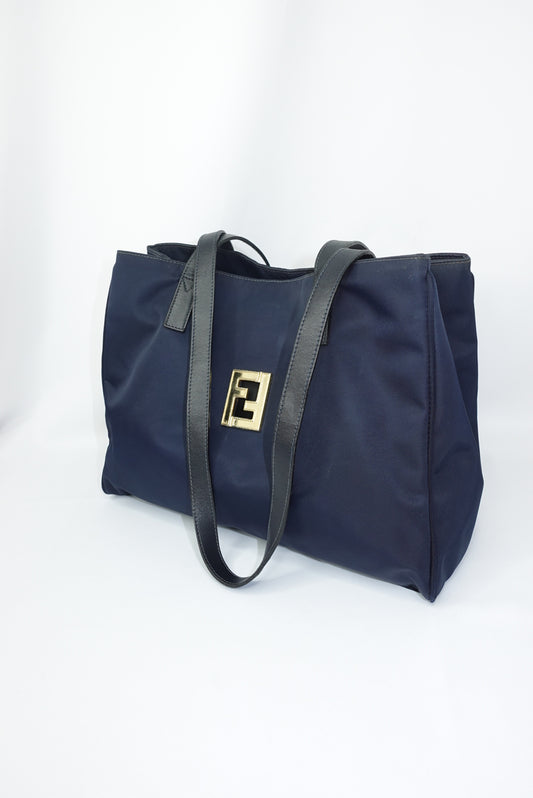 Fendi Navy Nylon FF Tote Bag