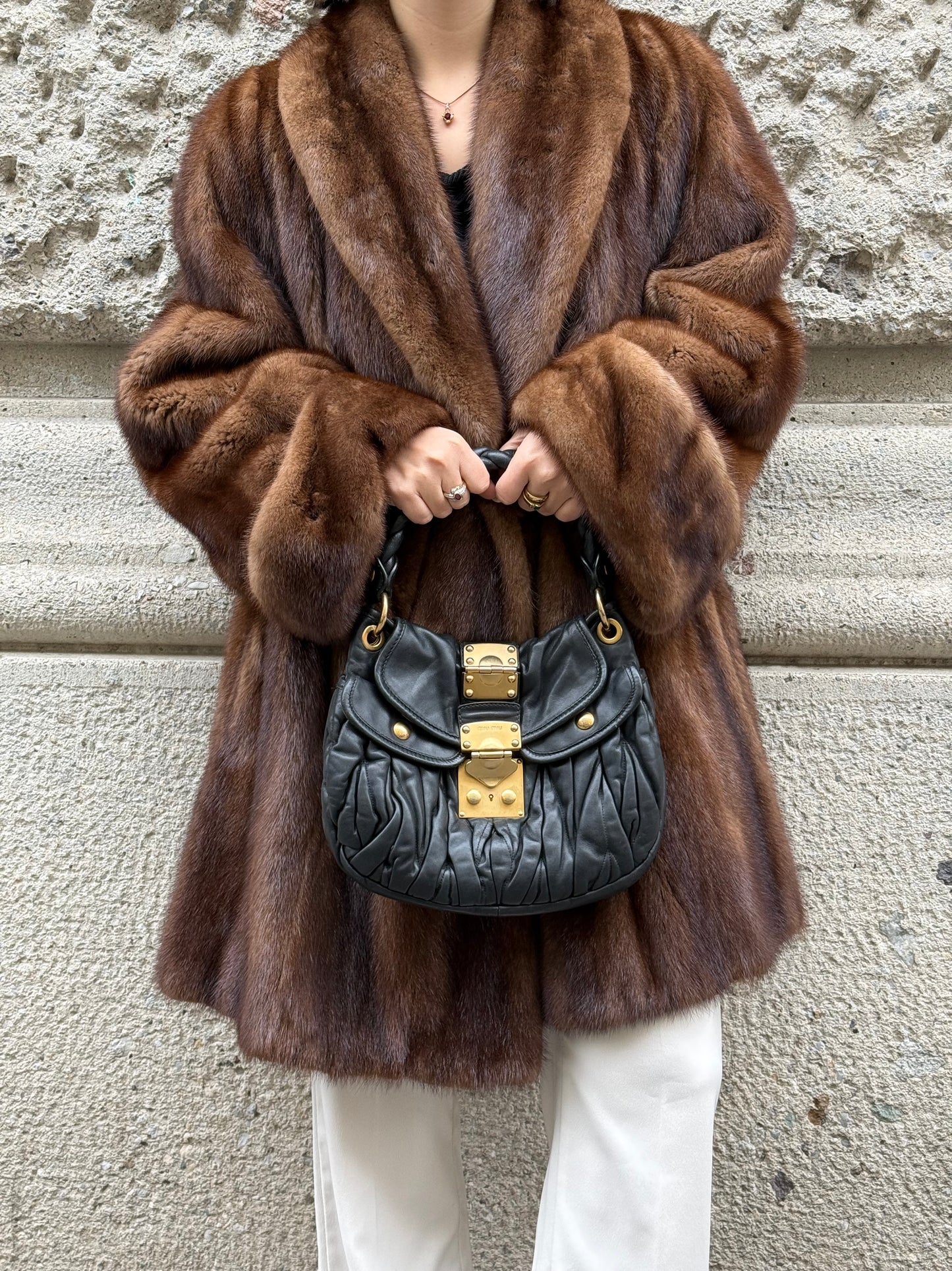 Miu Miu Vintage Black Matelassé Small Coffer Shoulder Bag