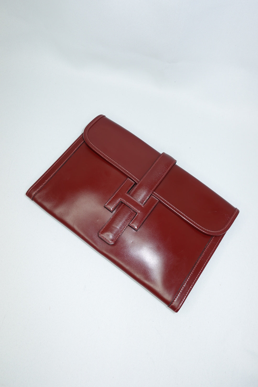 Hermès Burgundy Leather Clutch