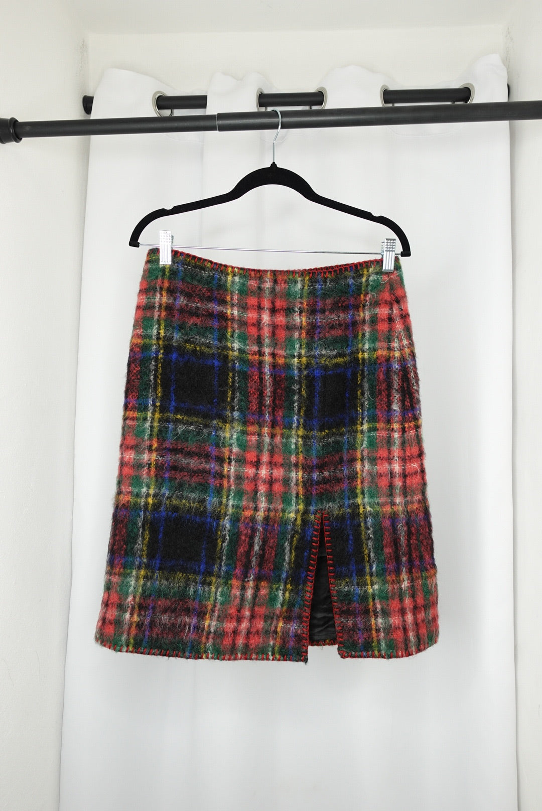Multicolor Vintage Mohair & Wool Plaid Moschino Skirt