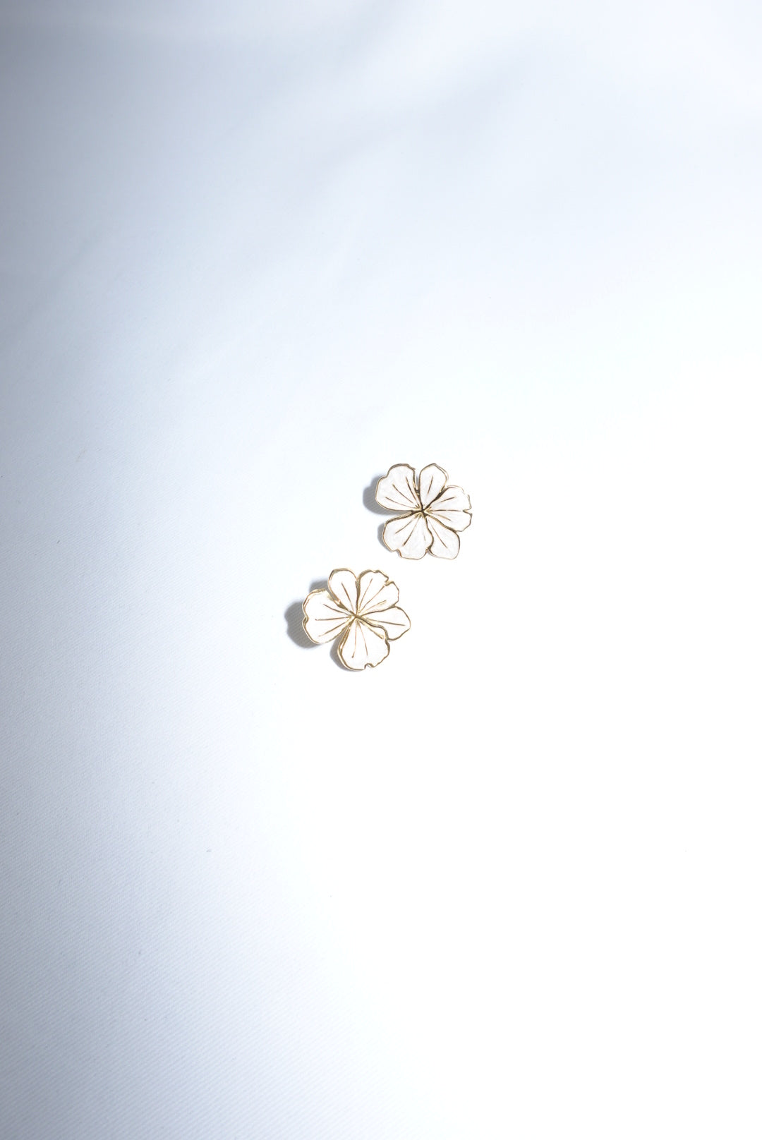 Stainless Steel Floral White and Gold Toned Earrings