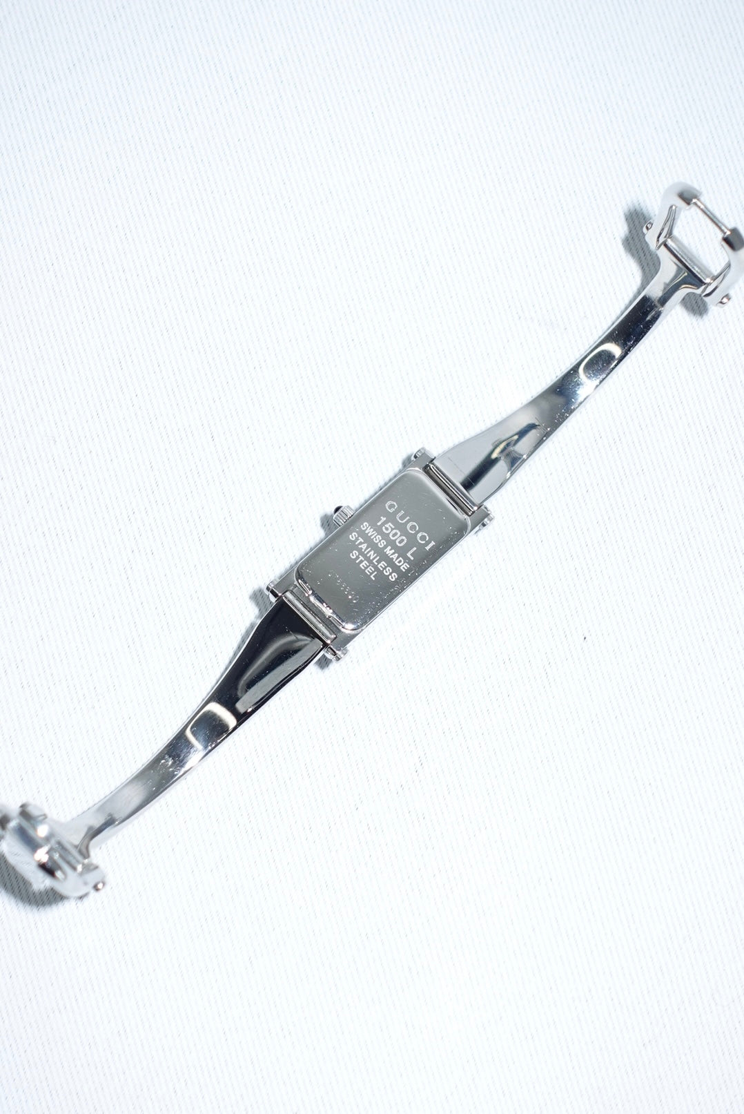 Gucci Vintage 1500L Horsebit Silver Watch With Black Dial