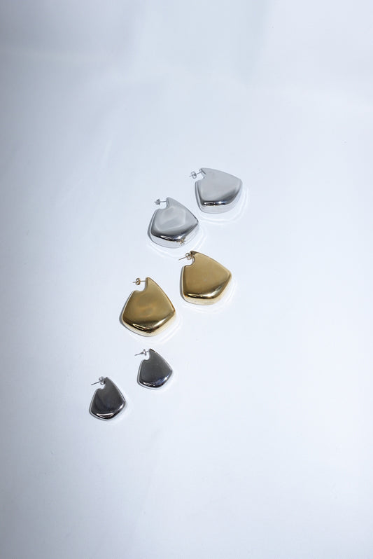 Stainless Steel Inflated Geometric Earrings Large