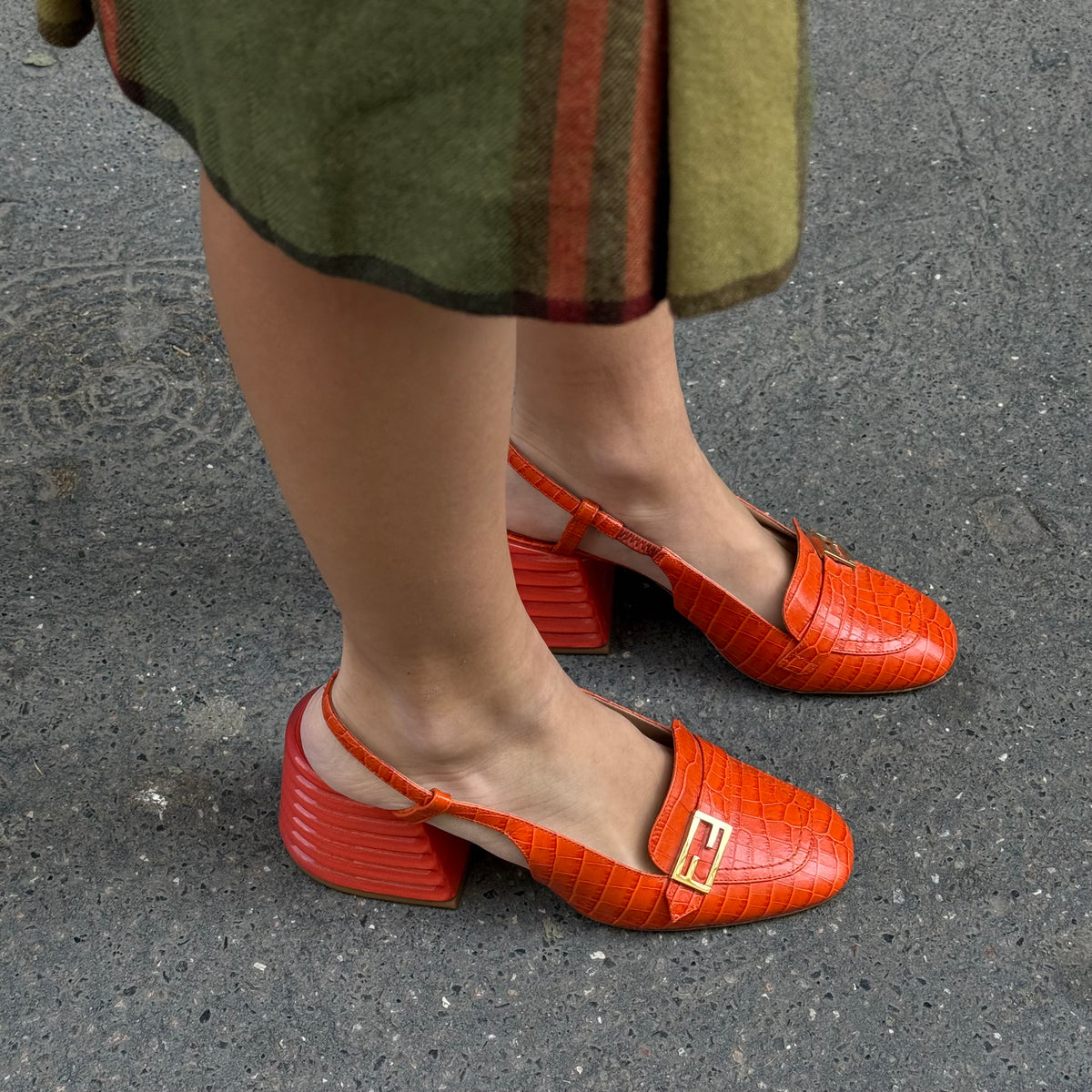 Fendi Orange Mule Heels 38