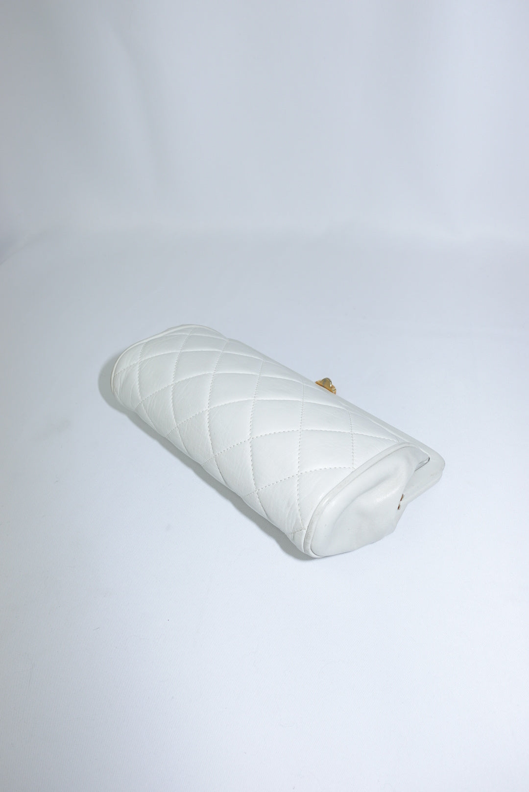 Chanel Vintage White Quilted Leather Clutch