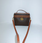 Celine Vintage Brown Macadam Crossbody Vanity Bag