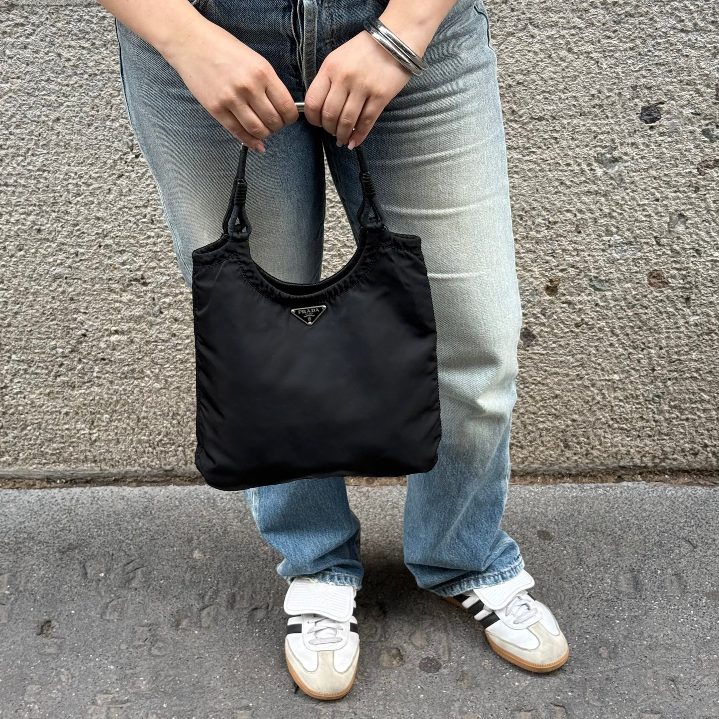Prada Nylon Tote Metal Strap