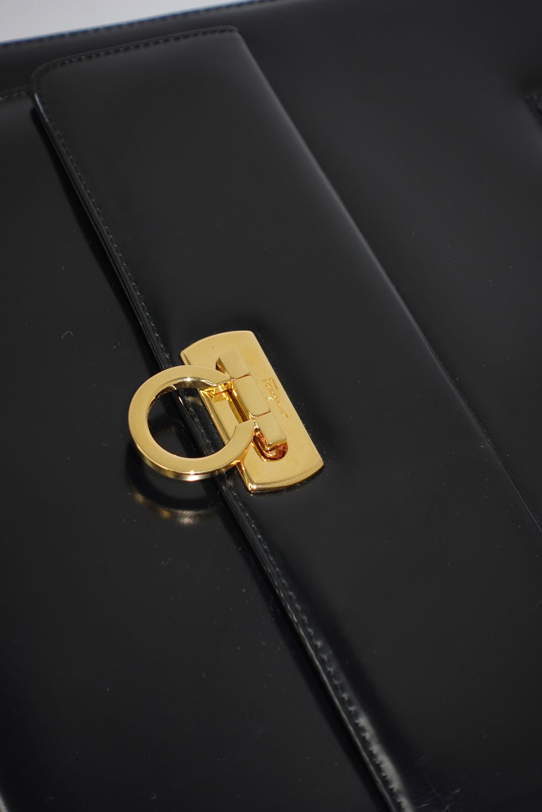 Salvatore Ferragamo Vintage Black Shoulder Gancini Bag