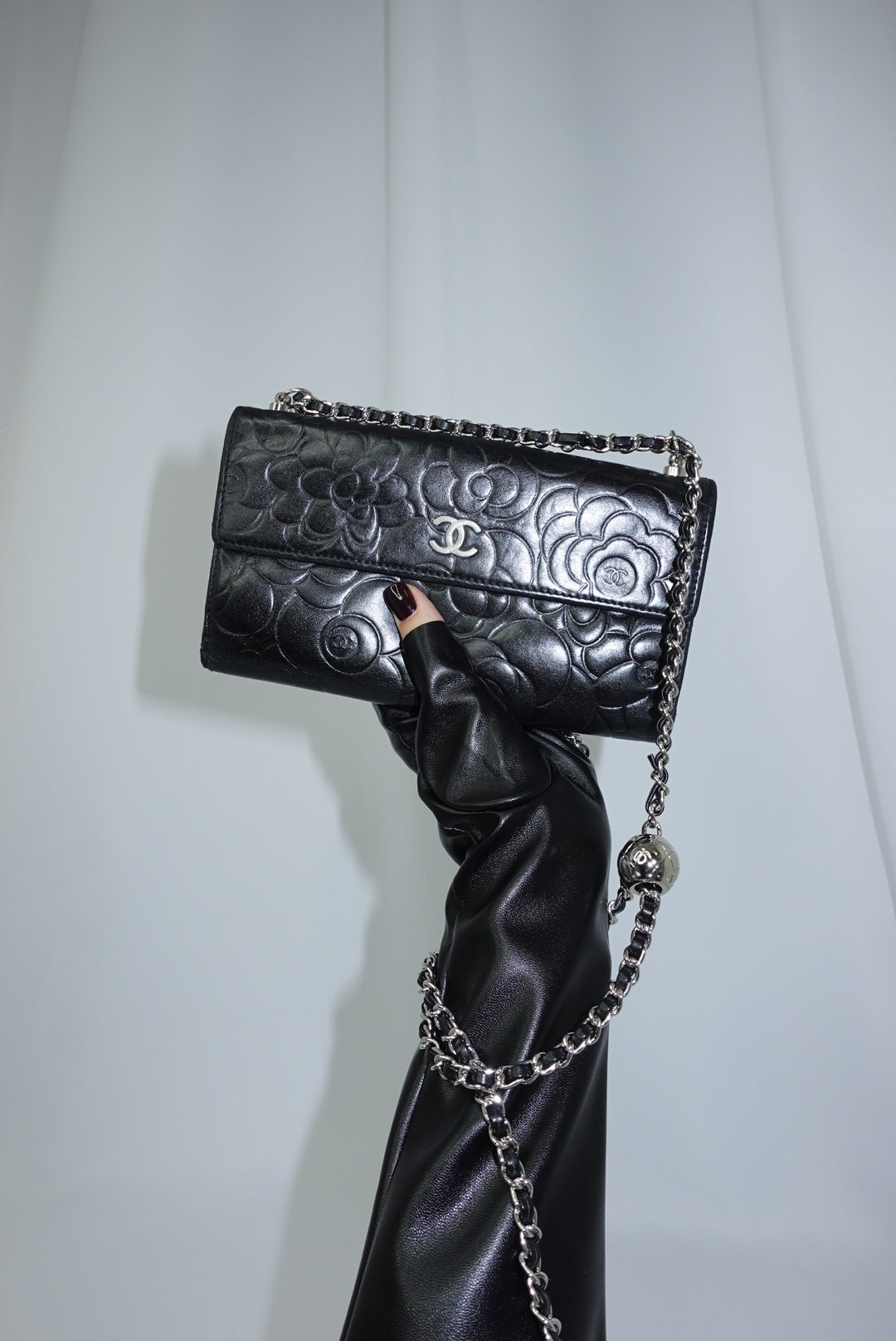 Chanel Re-Worked Flap Vintage Camellia Limited Edition Wallet with Chain