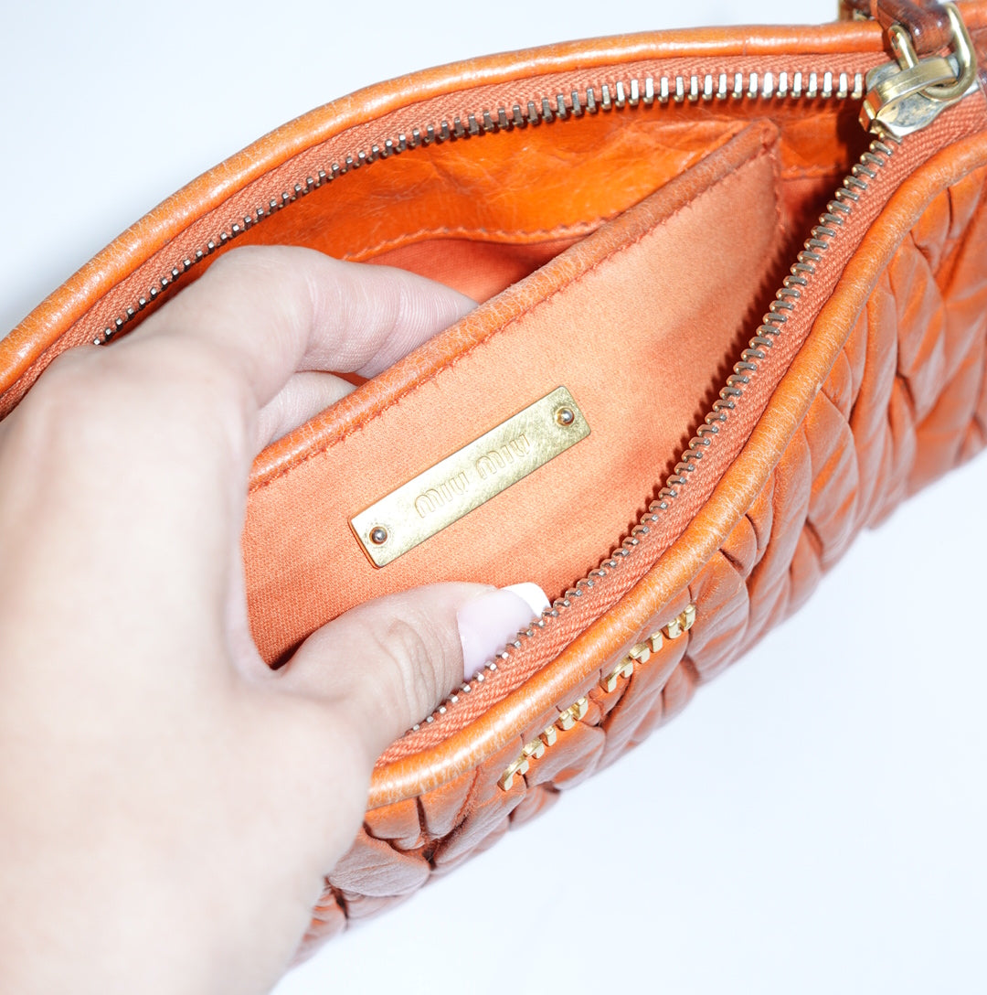 Miu Miu Orange Matelasse Shoulder Bag