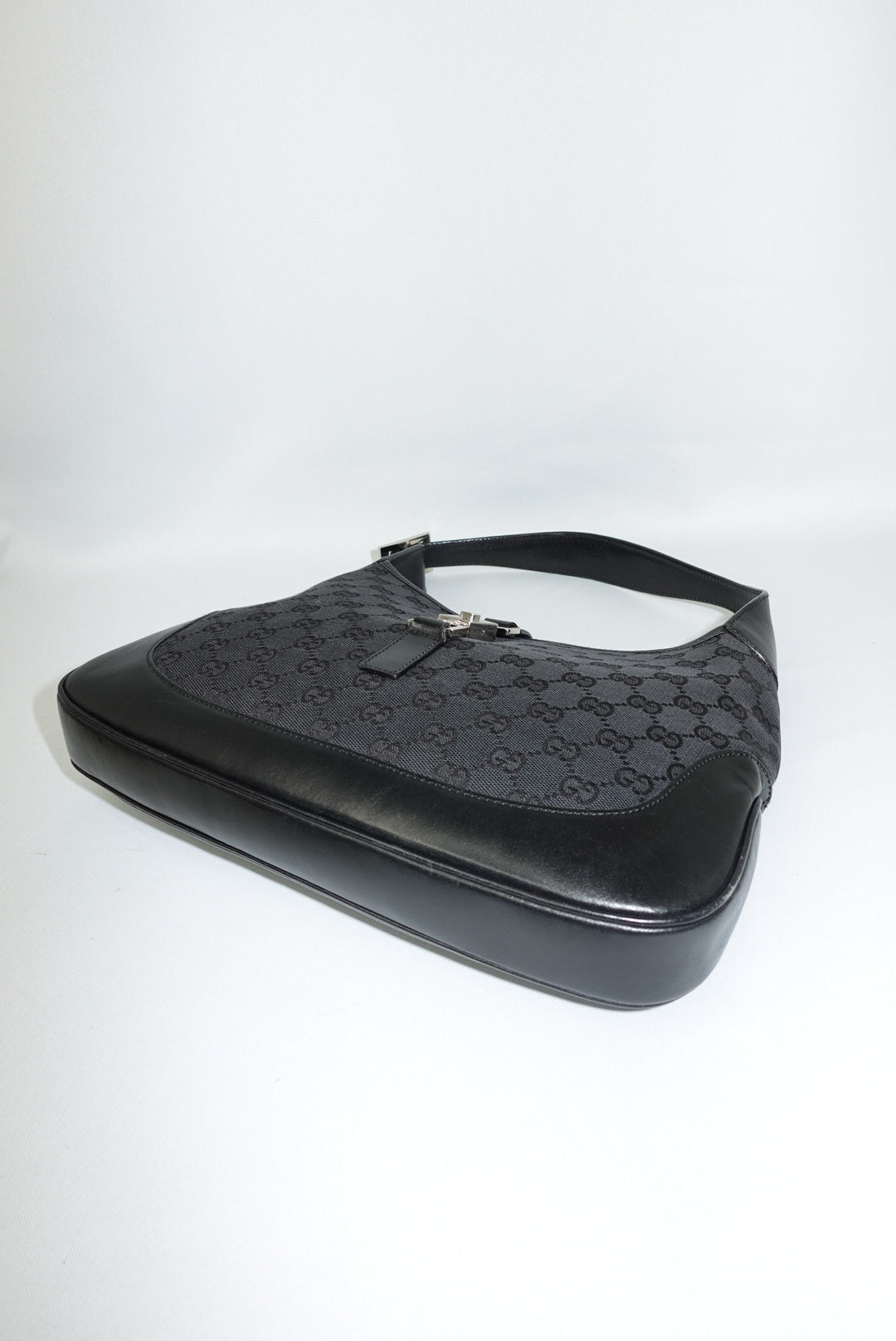 Gucci Vintage Jackie Black Shoulder Bag Silver Hardware Tom Ford Era 2002