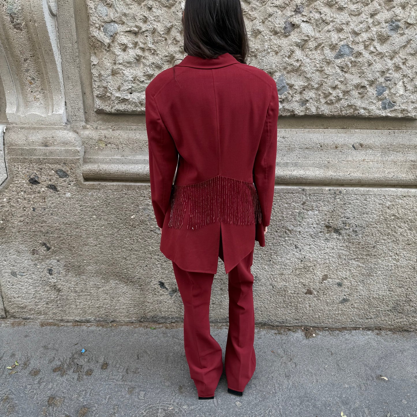 Alfio Paglione Couture Red Beaded Jacket & Pants Set