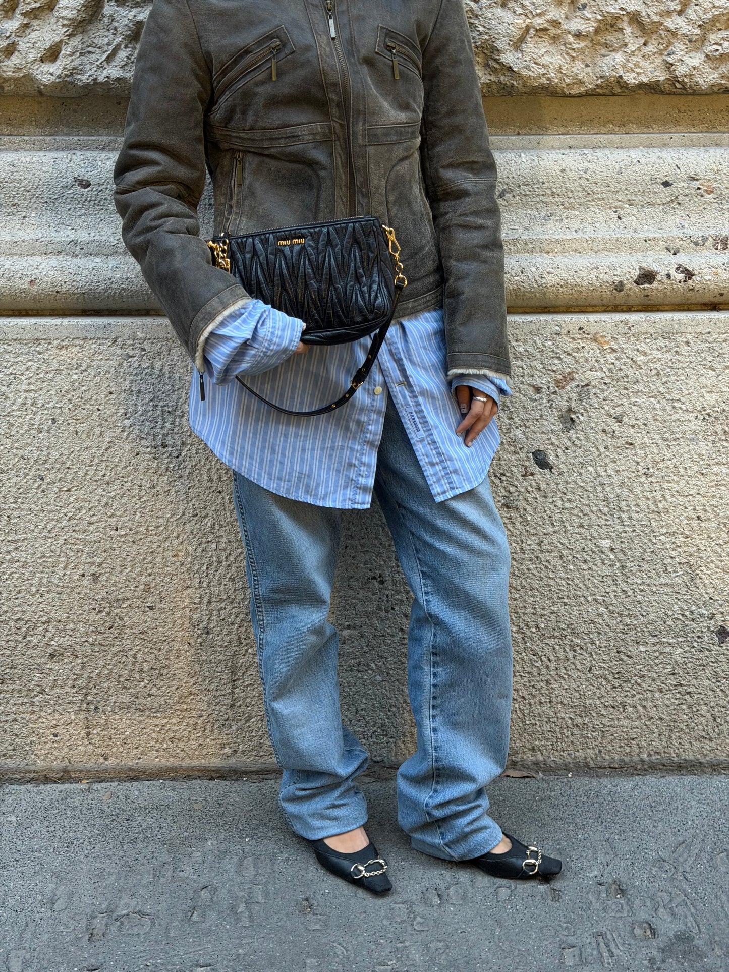 Miu Miu Vintage Wander Matelassé Black Bag w/ Charm