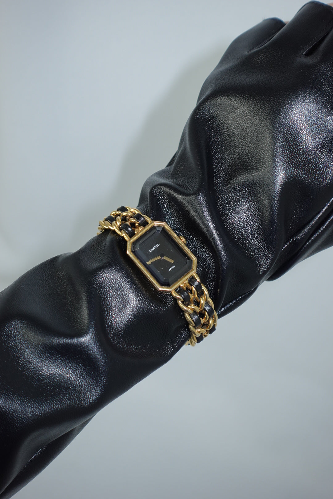 1987 Chanel Première vintage rectangular gold watch