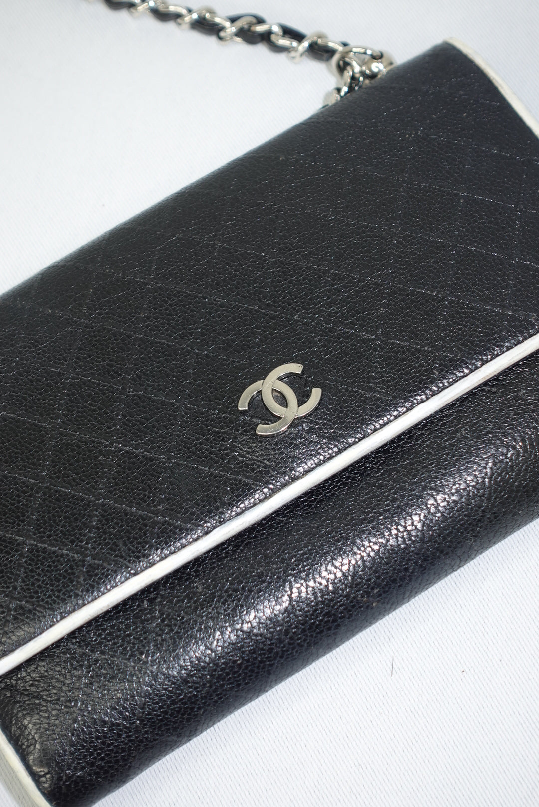 Chanel Re-Worked Flap B&W Limited Edition Wallet with Chain
