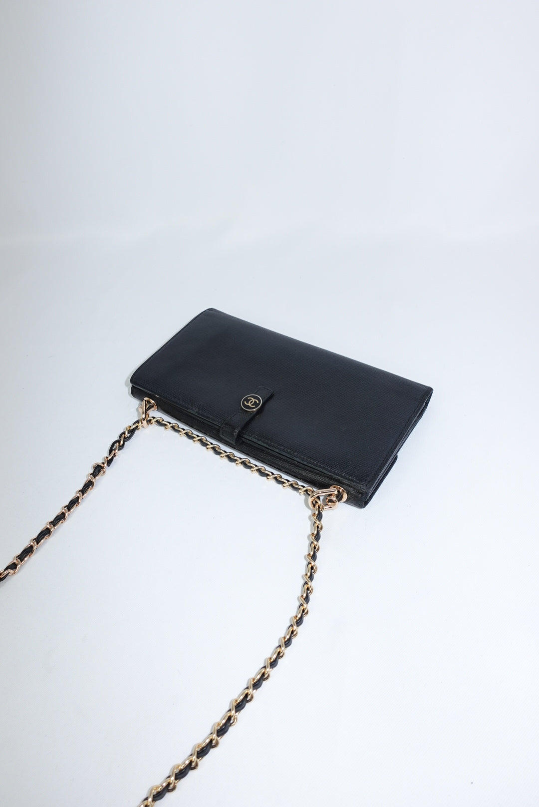 Chanel Re-Worked Black Caviar Double Sided W.O.C round logo