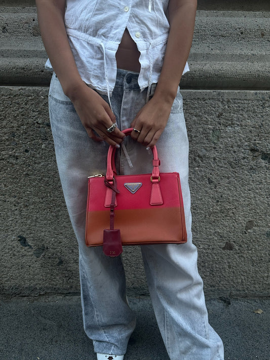 Prada Galleria Limited Edition Orange and Pink Two-Toned Bag