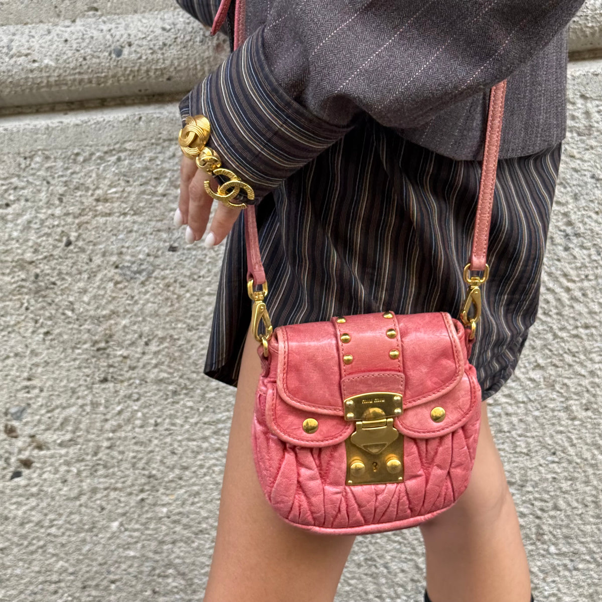 Miu Miu Mini Coffer Vintage Pink Leather Bag