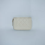 Chanel quilted leather wallet in cream with original box